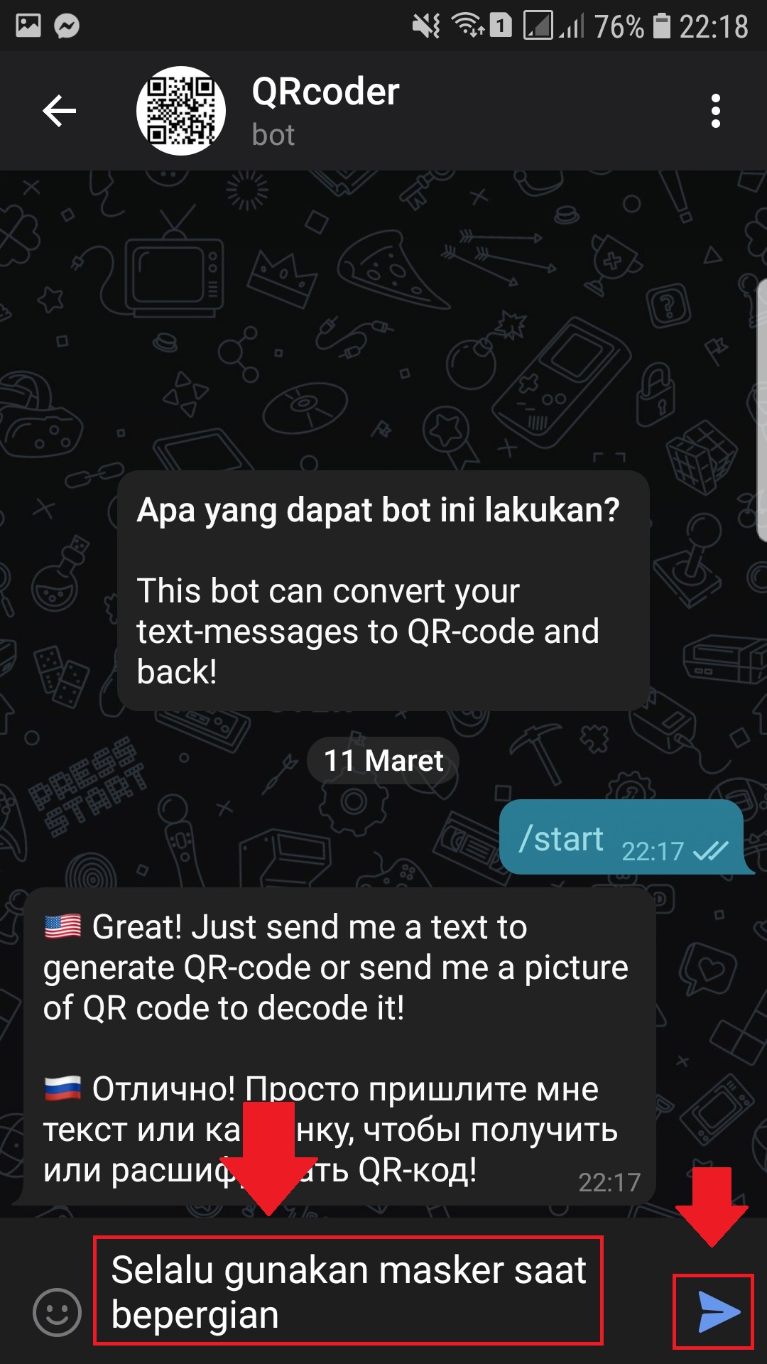 cara membuat qr code dari telegram
